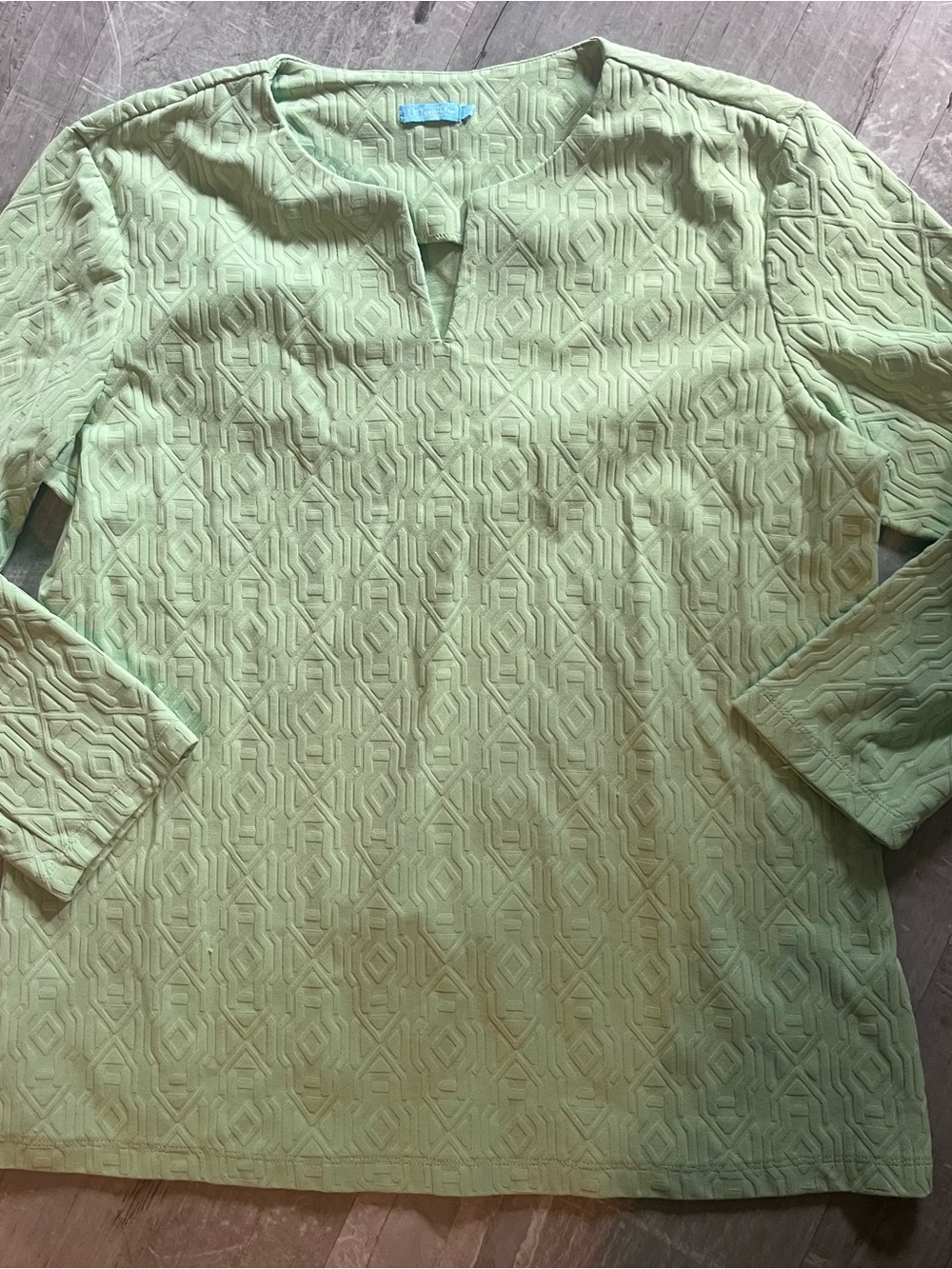 J McLaughlin Women's Light Green Textured 3/4 Sleeve Top sz L